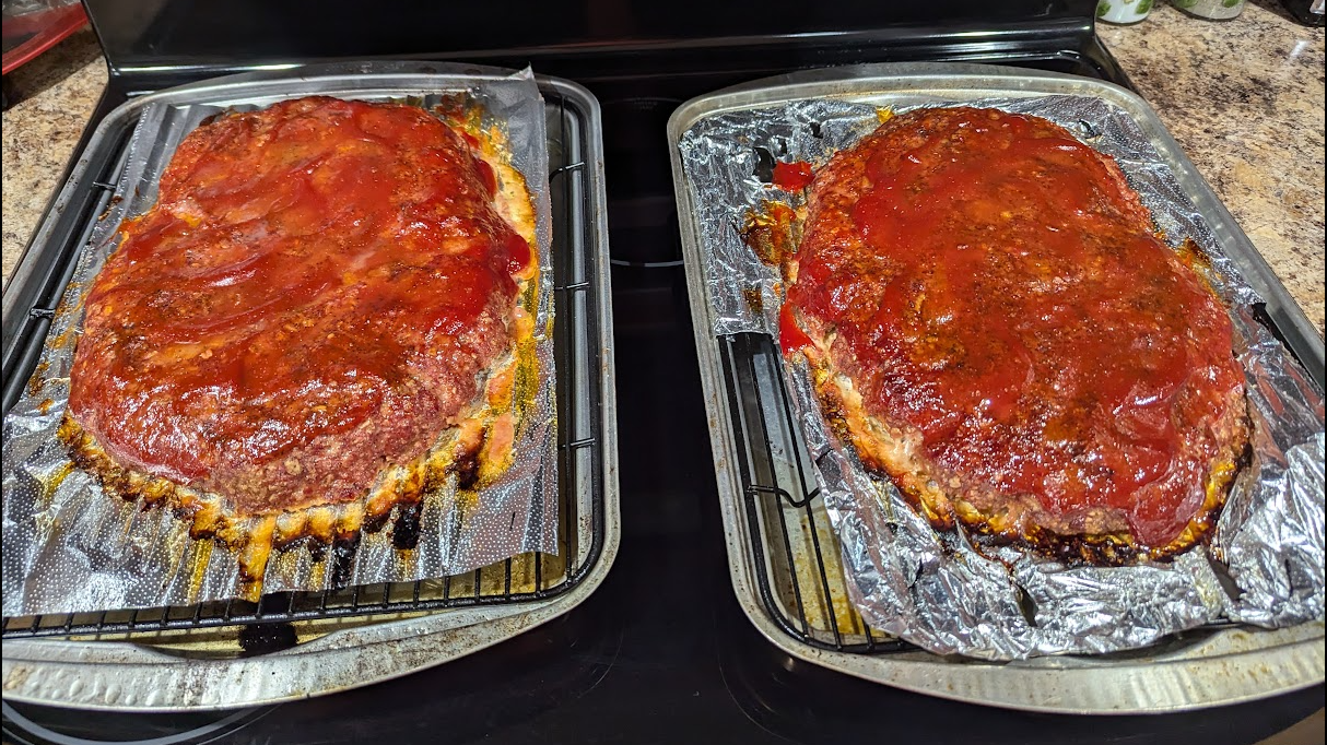 Finished meatloaf fresh from the smoker